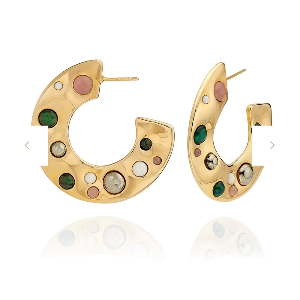 Wavy stone large hoop earrings